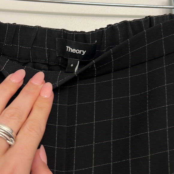 THEORY Treeca Pull On Pant in Checked Crepe Black - Picture 7 of 8